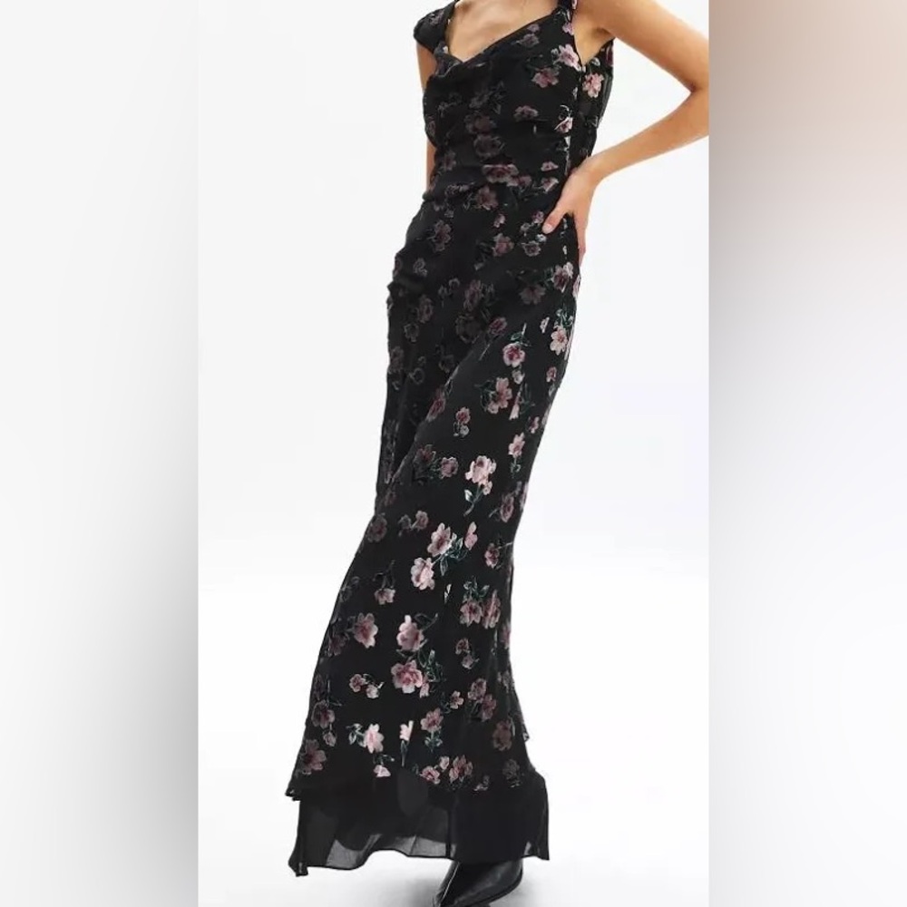 NWT For Love & Lemons Aigrette Floral Velvet Burnout Maxi Dress Size Large - Picture 10 of 14
